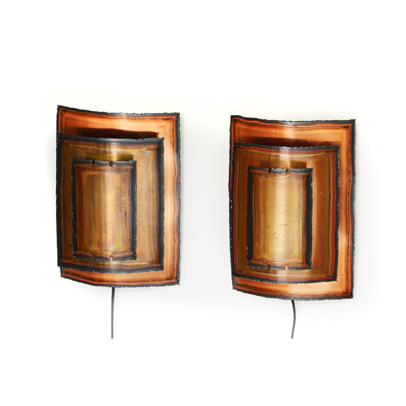 Pair of Vintage Copper wall lights by Werner Schou for Coronell Elektro Denmark 1960