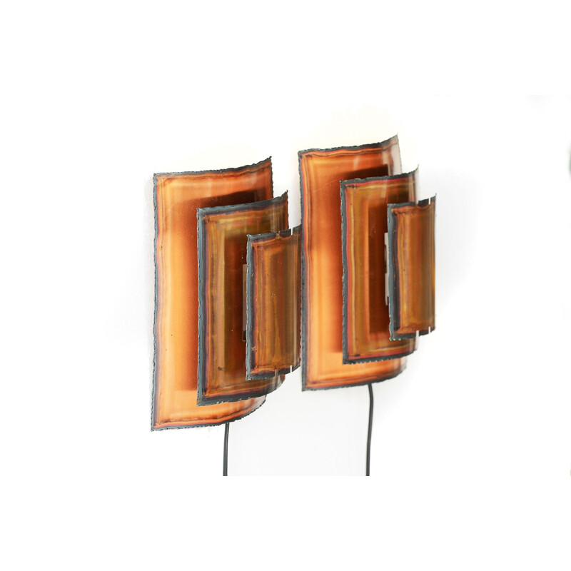 Pair of Vintage Copper wall lights by Werner Schou for Coronell Elektro Denmark 1960