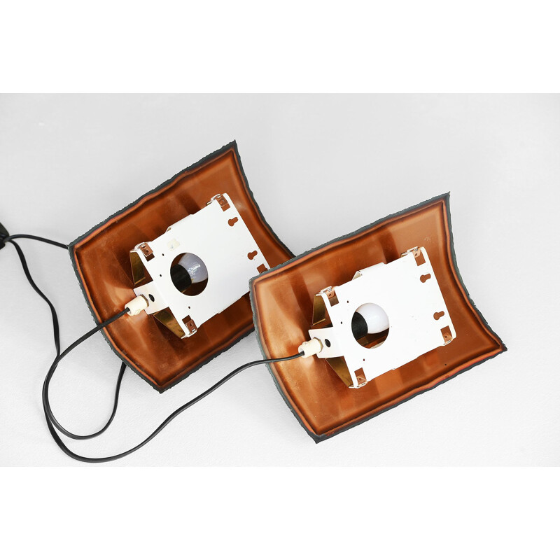 Pair of Vintage Copper wall lights by Werner Schou for Coronell Elektro Denmark 1960