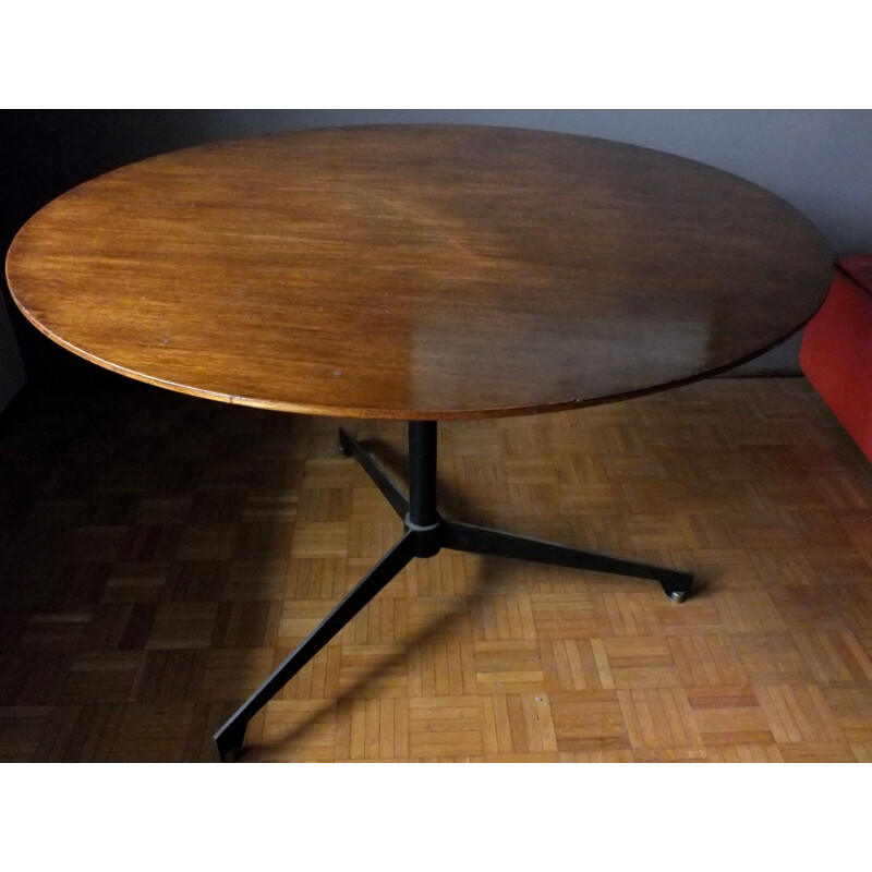 Vintage table walnut iron brass by Borsani Osvaldo for Tecno Italy 1954