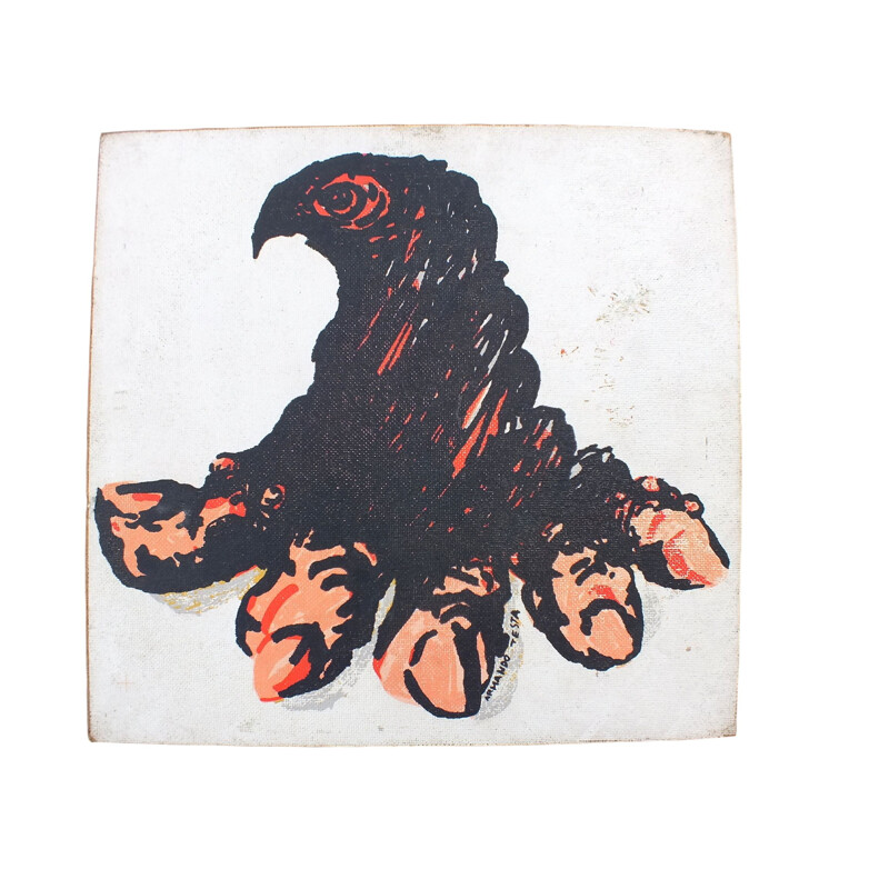 Vintage zeefdruk van een adelaar met artritis door Armando Testa voor Fraire, Italië 1980