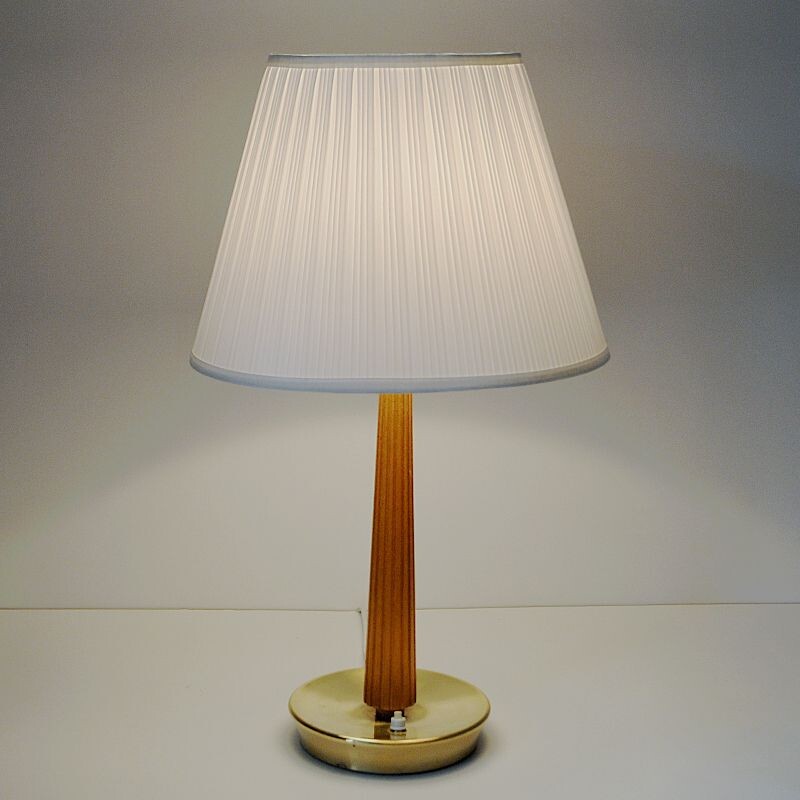 Lampe de table Vintage en teck et laiton par Hans Bergström pour Asea, Suède 1940