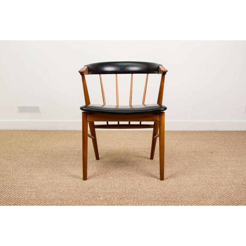 Vintage teak office armchair by Helge Sibast Danish 1955