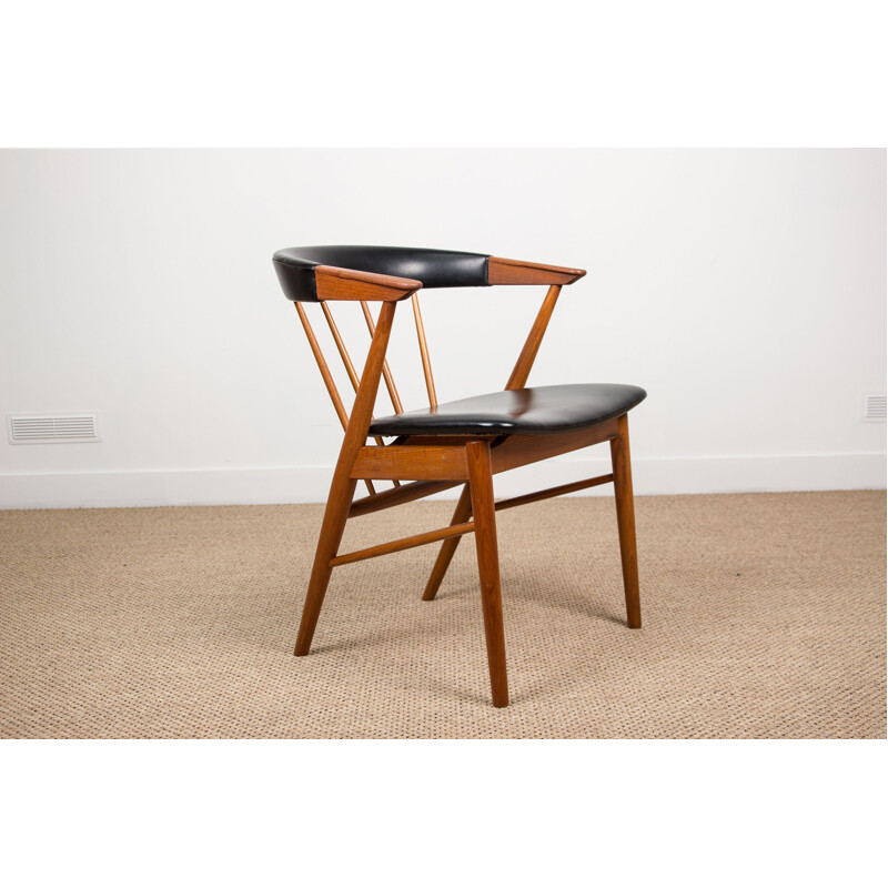 Vintage teak office armchair by Helge Sibast Danish 1955