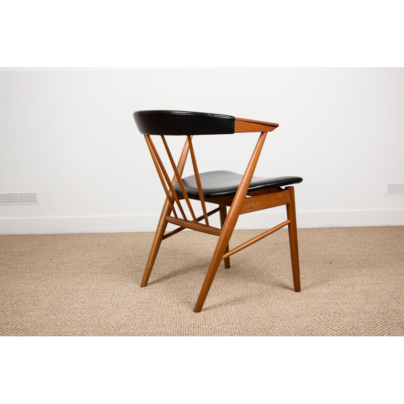 Vintage teak office armchair by Helge Sibast Danish 1955