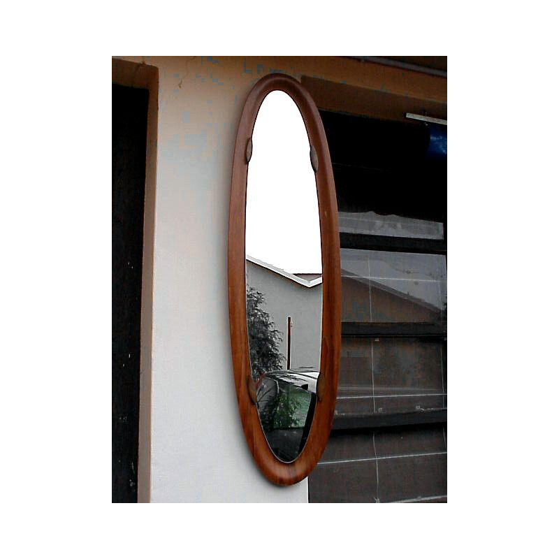 Vintage teak mirror by Franco Campo and Carlo Graffi, 1950