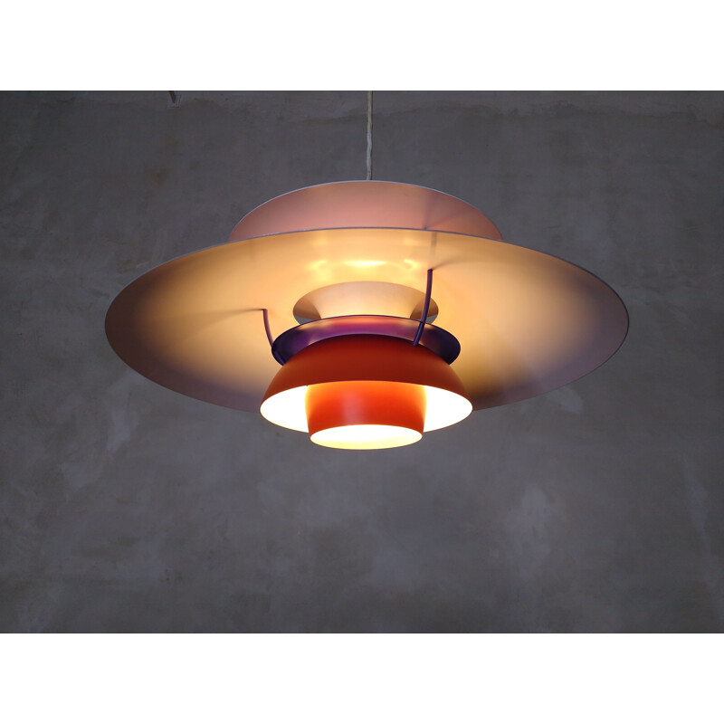 Lampe vintage rouge PH5, Poul Henningsen, Louis Poulsen, Danemark 1960