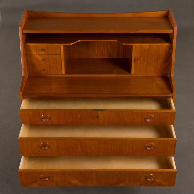 Vintage sculptural teak secretaire,Amager Bolighus Denmark, 1960s