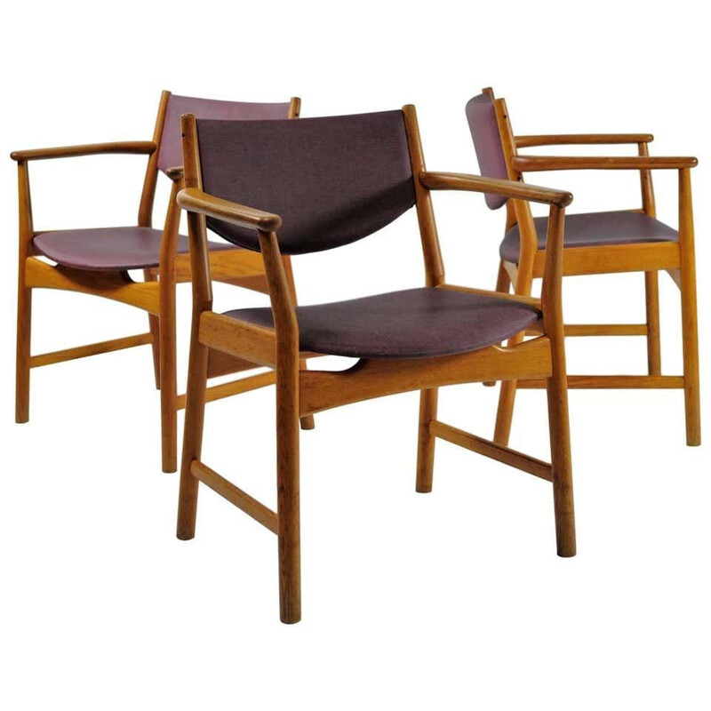 Lot de 3 fauteuils Vintage Aksel Bender Madsen, Ejnar Larsen Oak 1960s