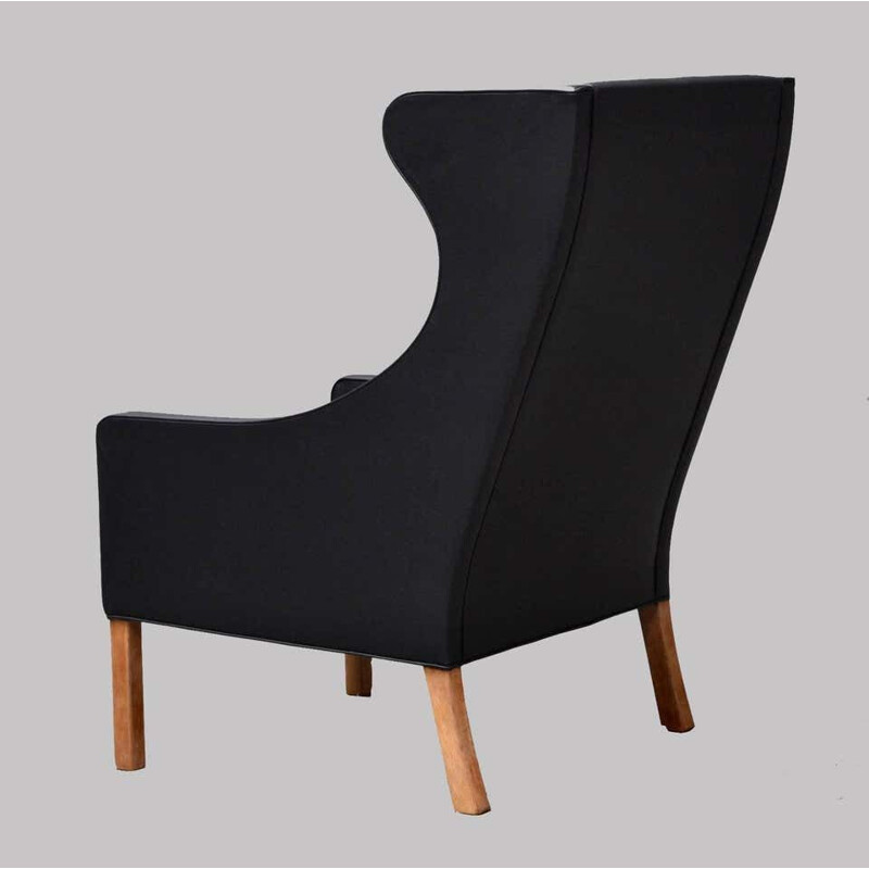 Vintage Sessel mit geflügelter Rückenlehne für Borge Mogensen in Leder Modell 2204 von Fredericia Stolefabrik 1960