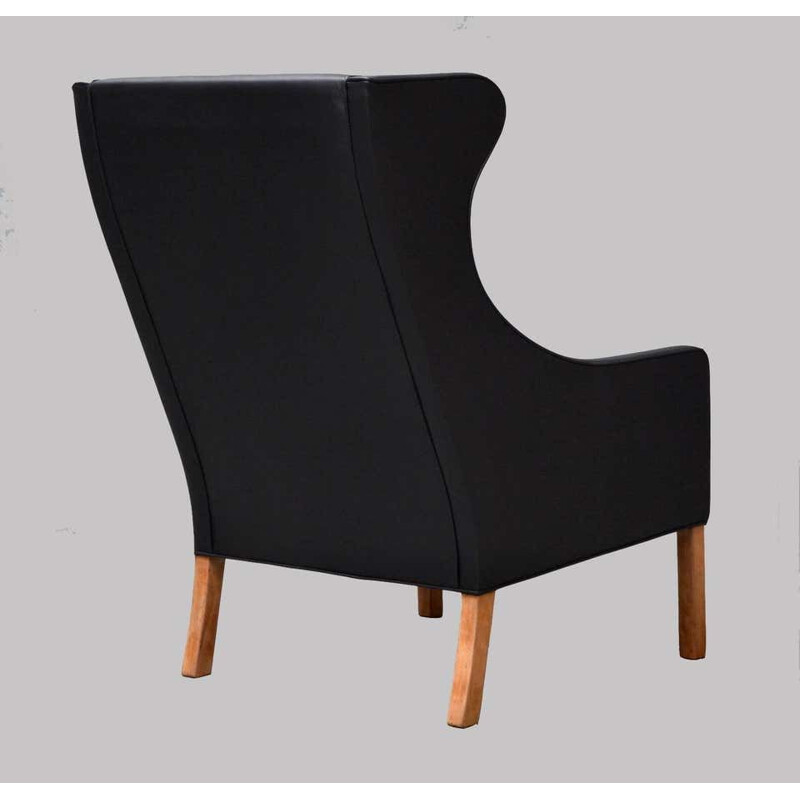 Vintage wingback fauteuil voor Borge Mogensen in leer Model 2204 van Fredericia Stolefabrik 1960