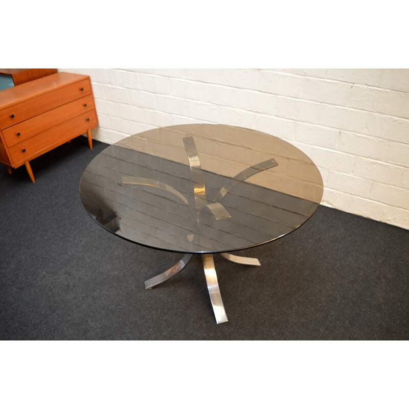 Italian round table in glass, Osvaldo BORSANI - 1970s