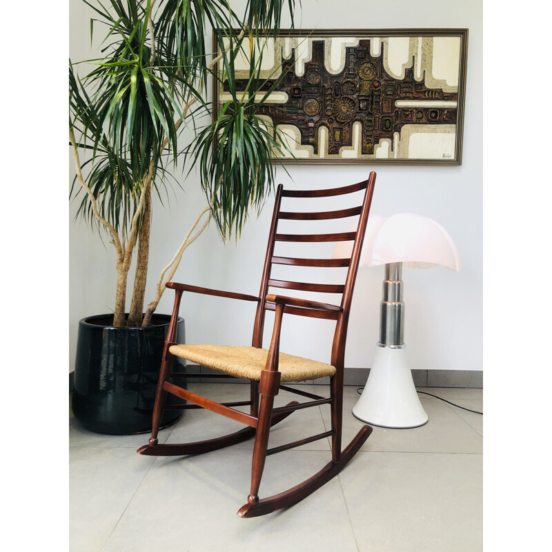 Mid Century Oak Rocking Chair Danish 1960