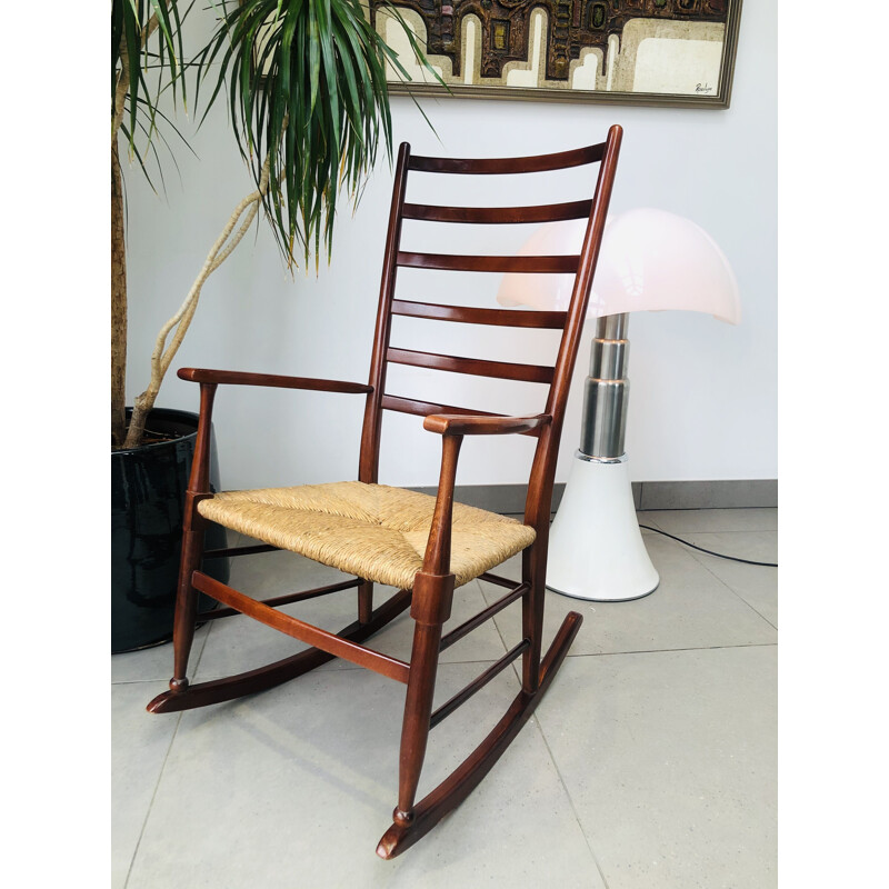 Mid Century Oak Rocking Chair Danish 1960