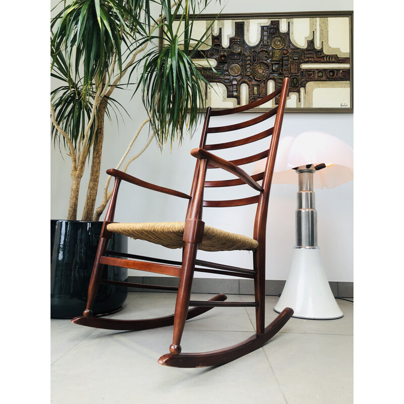 Mid Century Oak Rocking Chair Danish 1960