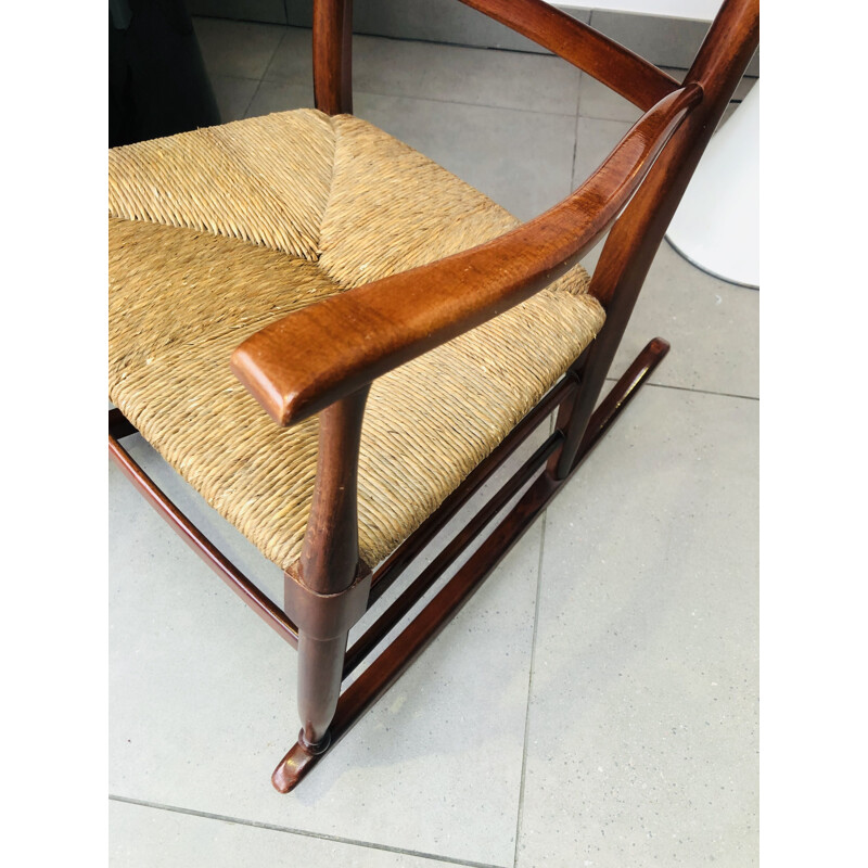 Mid Century Oak Rocking Chair Danish 1960