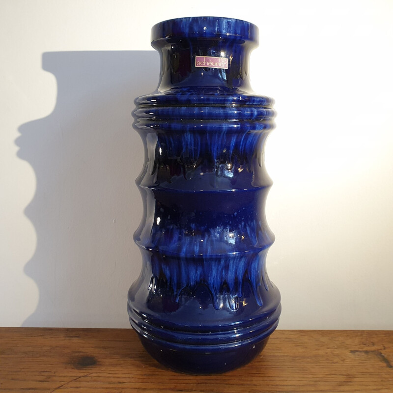 Vintage Pagoda Vase Blue Scheurich 1960s