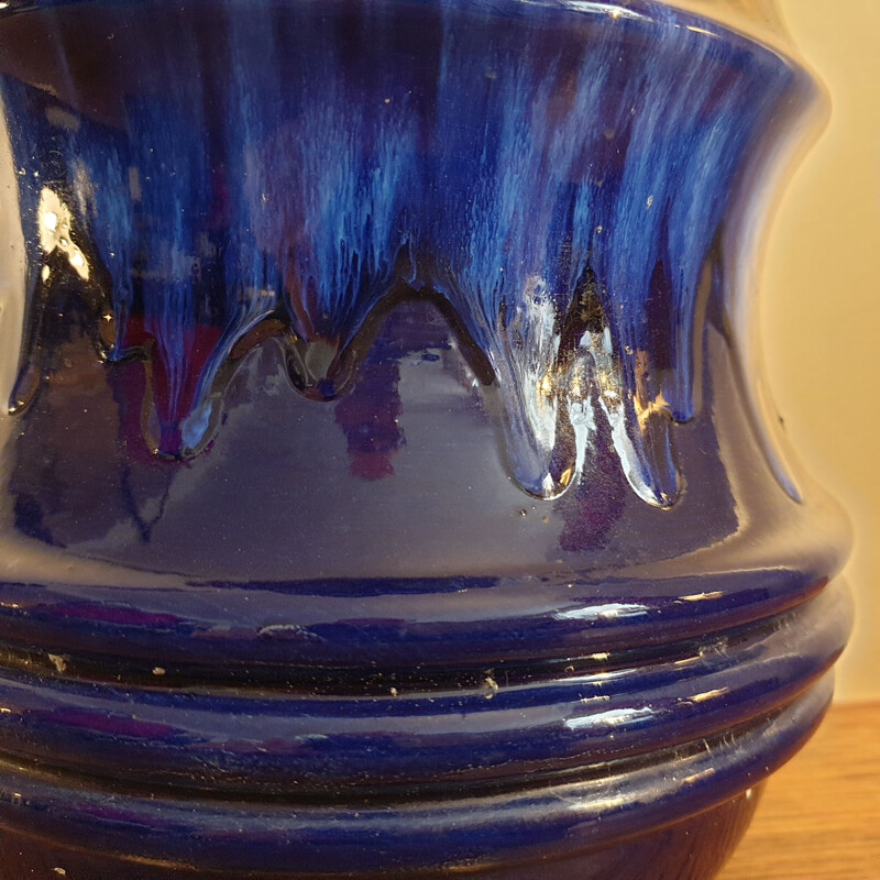 Vase pagode vintage bleu Scheurich 1960s