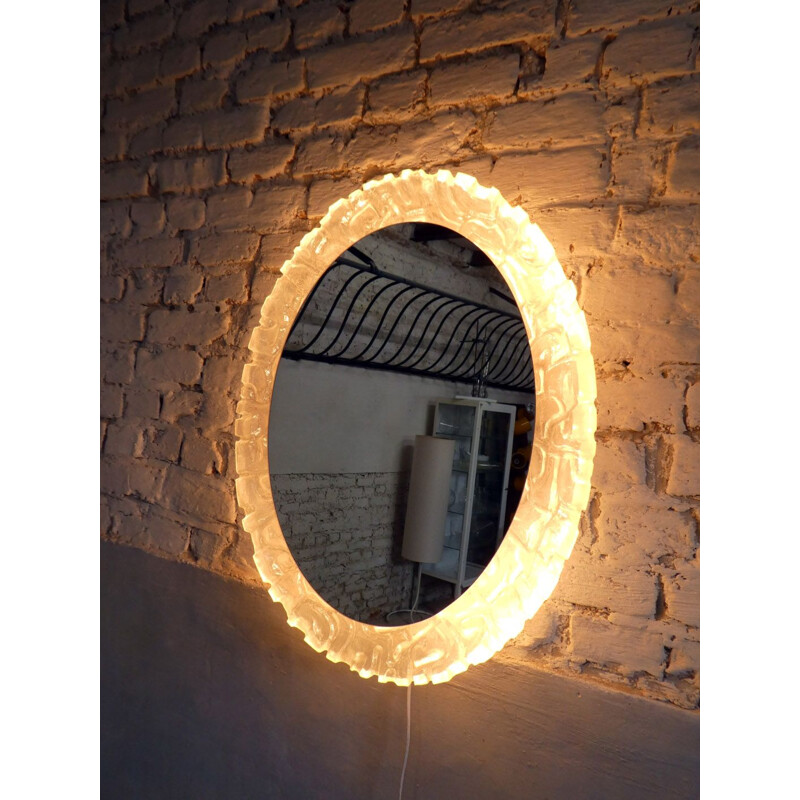 Vintage luminous resin mirror, 1970