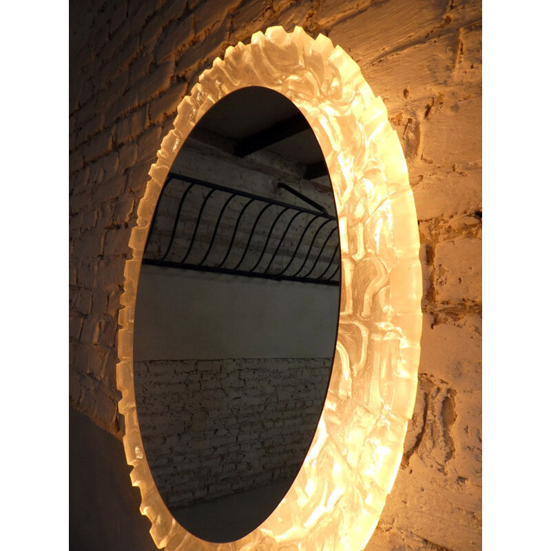 Vintage luminous resin mirror, 1970