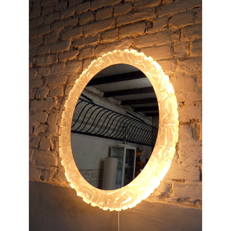 Vintage luminous resin mirror, 1970