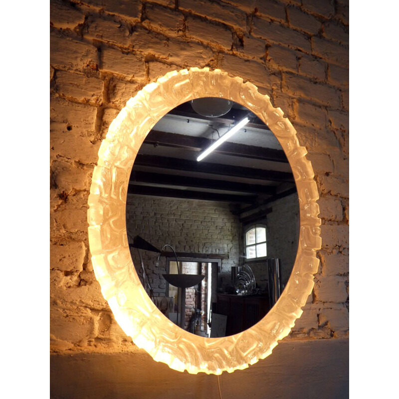 Vintage luminous resin mirror, 1970