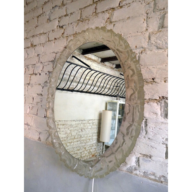 Vintage luminous resin mirror, 1970