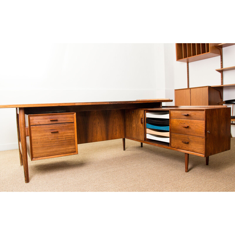Large vintage executive desk in Rio Rosewood, model 208 by Arne Vodder for Danish Sibast