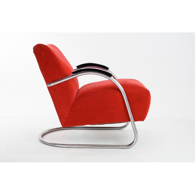 EMS Bauhaus red fabric armchair - 1930s