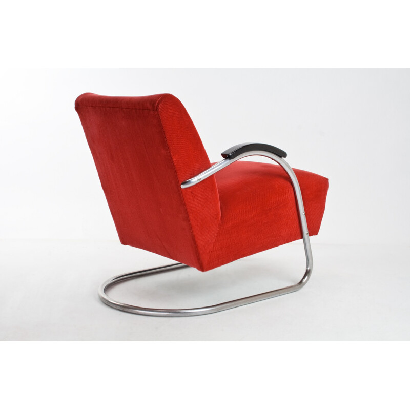 EMS Bauhaus red fabric armchair - 1930s