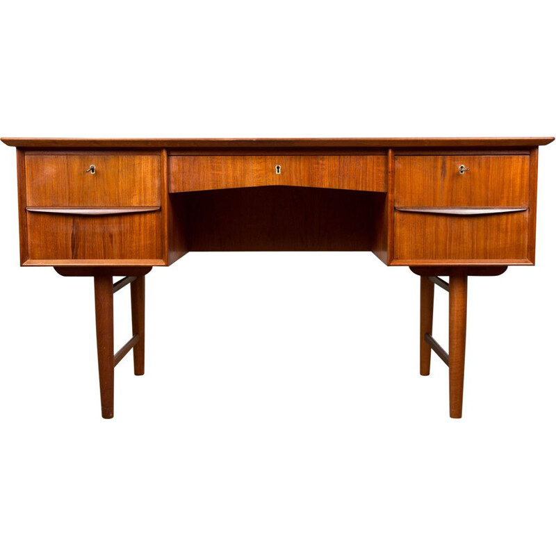 Vintage Danish Teak double-sided minister's desk 5 drawers 1960