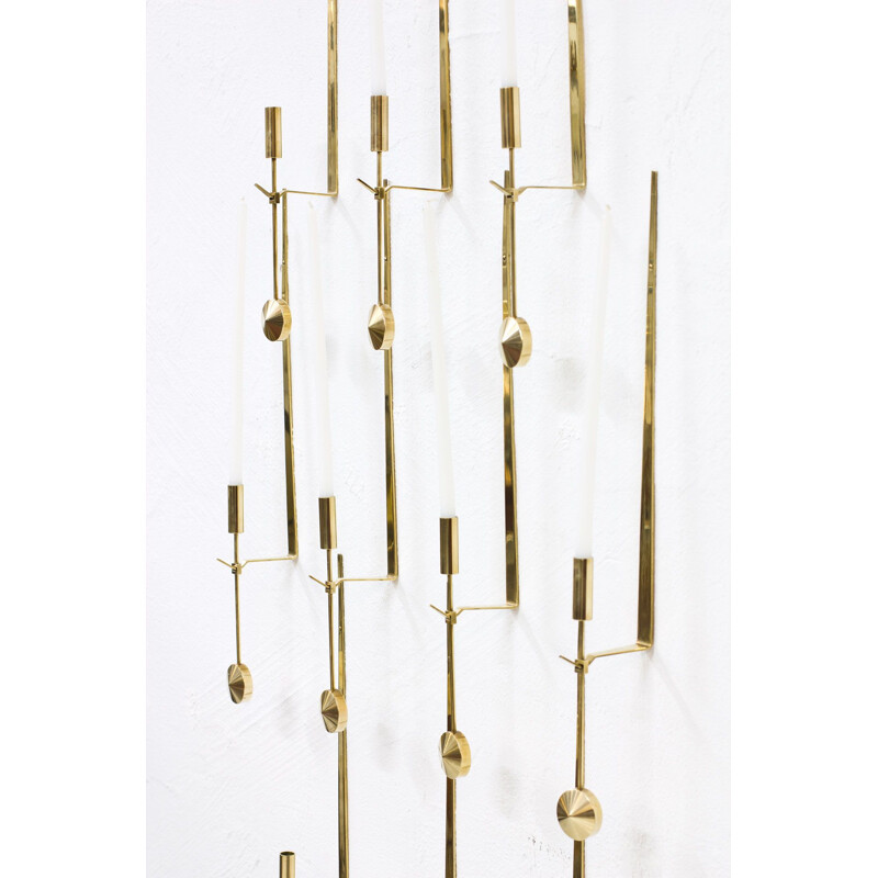 Set of 10 vintage 'Pendulum' Brass Candlesticks by Pierre Forssell 1960