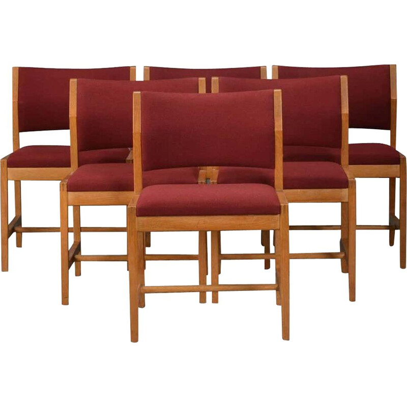 Conjunto de 6 cadeiras vintage modelo 3241 Borge Mogensen em carvalho 1970