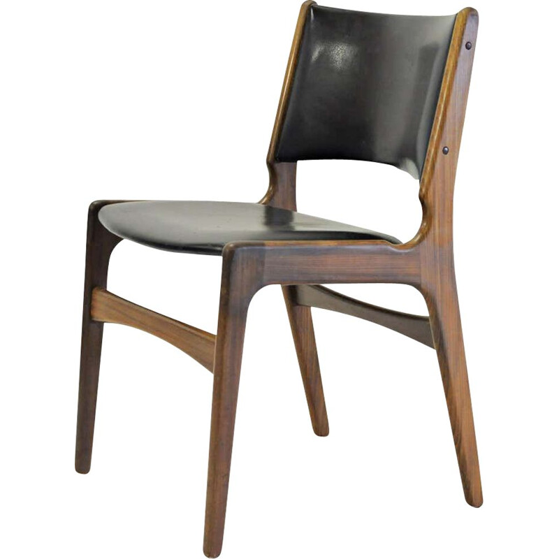 Erik Buch Opgepoetste vintage massief Deense teakhouten stoelen