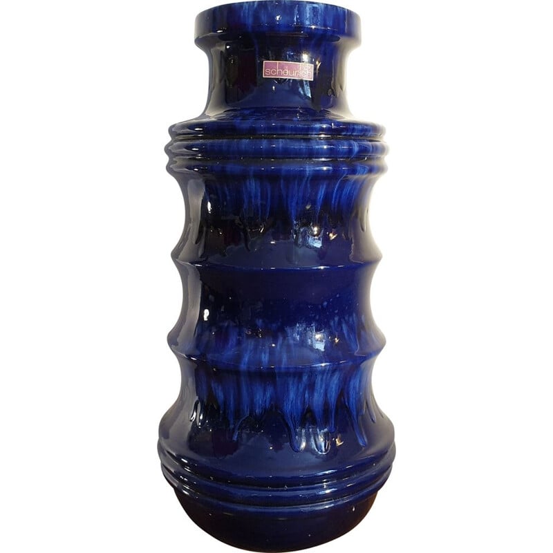 Vase pagode vintage bleu Scheurich 1960s