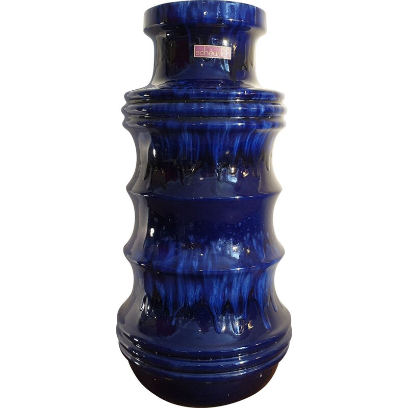 Vintage Pagoda Vase Blue Scheurich 1960s