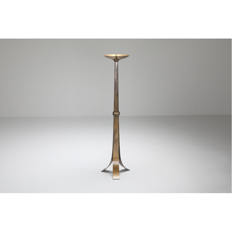 Candelabro de latão martelado Vintage, 1950