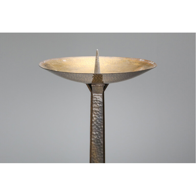 Vintage hammered brass chandelier, 1950