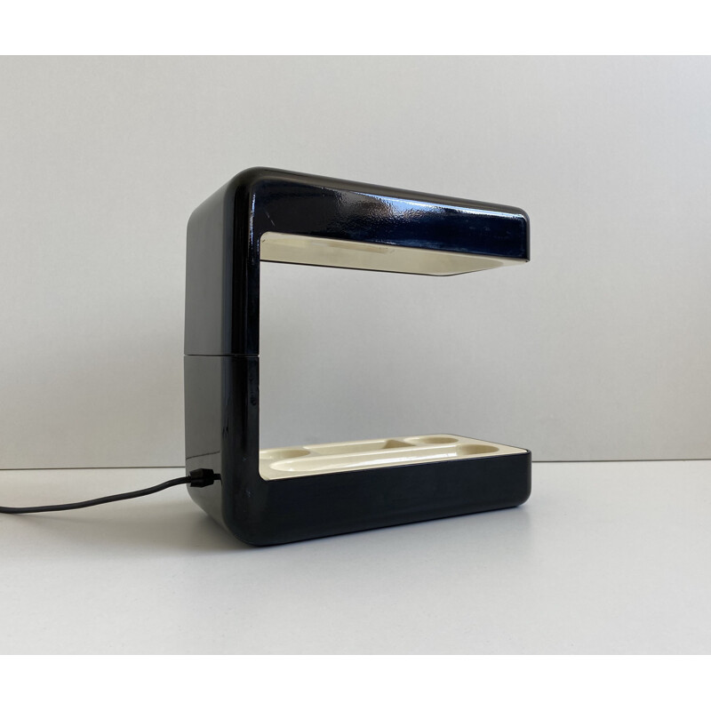 Lámpara de escritorio vintage en aluminio lacado negro de Giotto Stoppino para Tronconi, Italia 1970