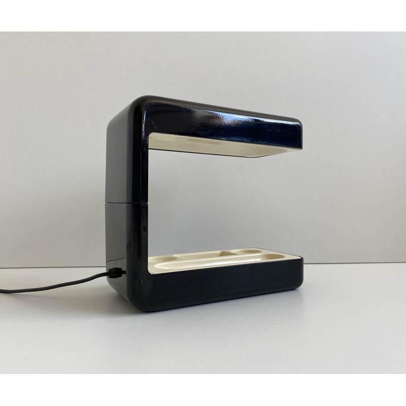 Lampe de bureau Vintage en aluminium laqué noir de Giotto Stoppino pour Tronconi, Italie 1970