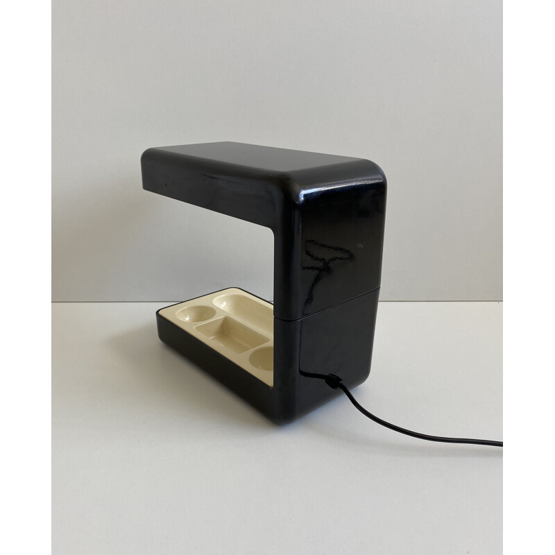 Lámpara de escritorio vintage en aluminio lacado negro de Giotto Stoppino para Tronconi, Italia 1970