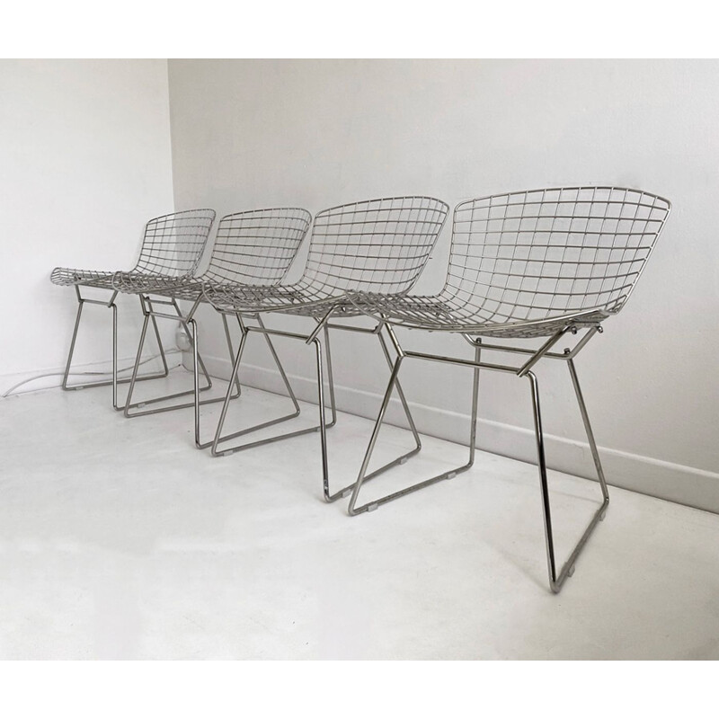 Set of 4 Vintage Chrome Bertoia Side Chairs from Knoll 1980