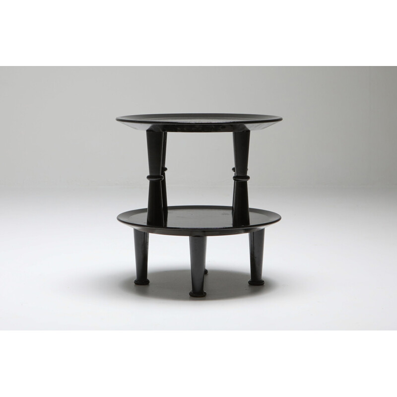 Pair of Vintage Side Tables Black Lacquer  1970s