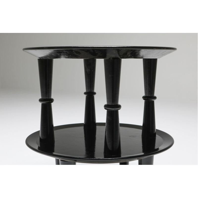 Pair of Vintage Side Tables Black Lacquer  1970s