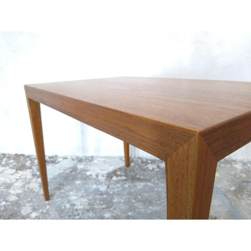 Vintage side coffee table Teak by S. Hansen for Haslev, Denmark, 1960s