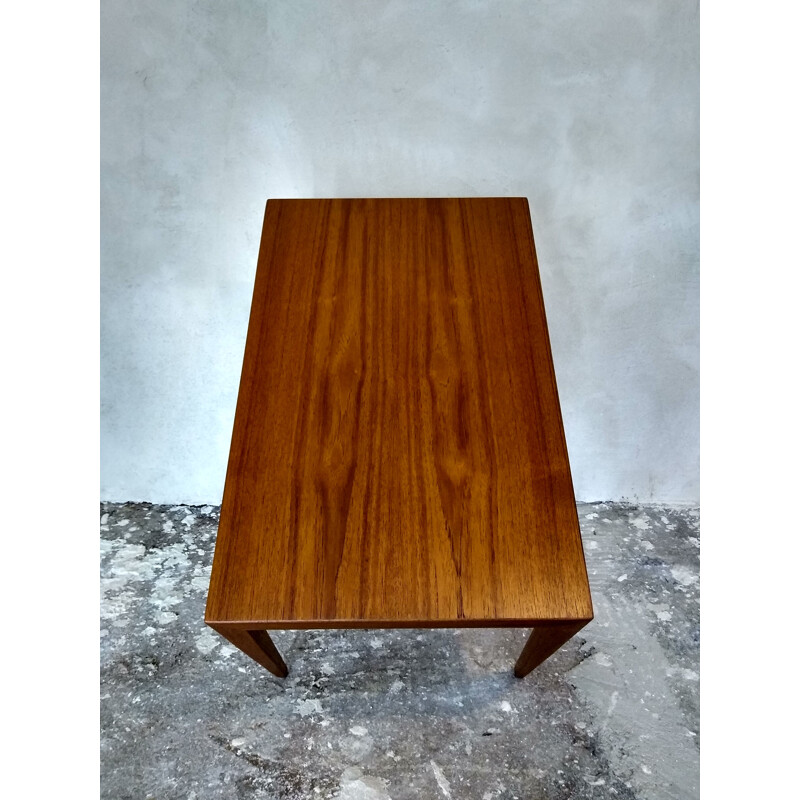 Vintage side coffee table Teak by S. Hansen for Haslev, Denmark, 1960s