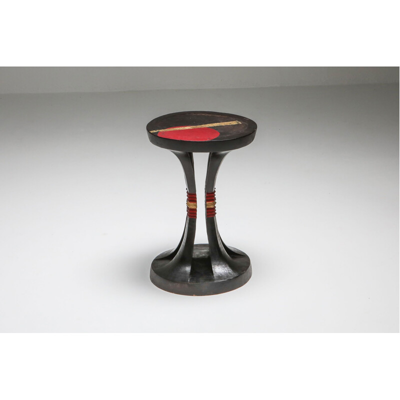Vintage Art Deco stool in the manner of Jean Royère 1940s