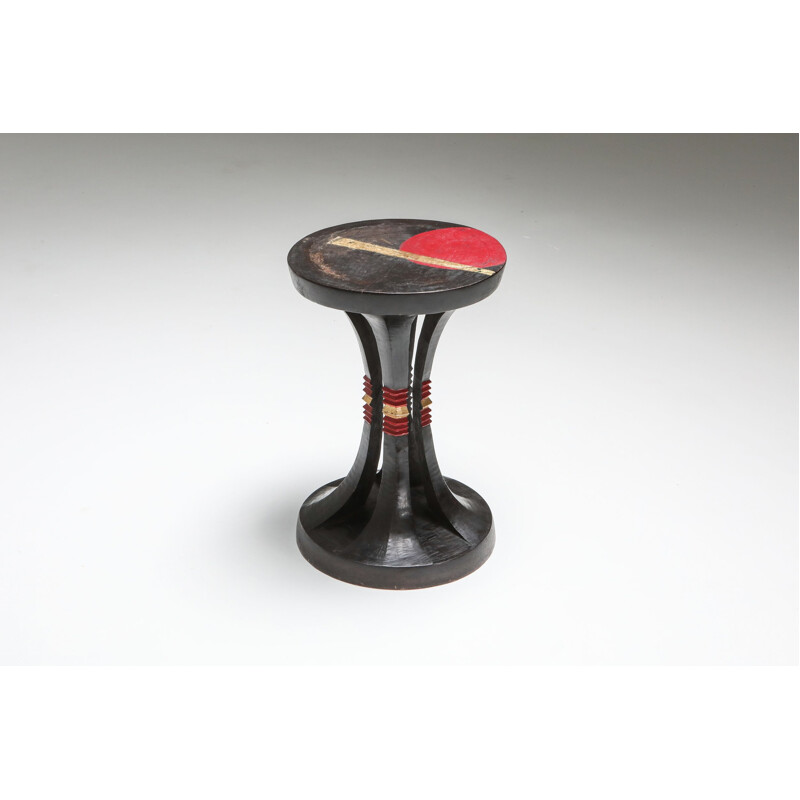 Vintage Art Deco stool in the manner of Jean Royère 1940s