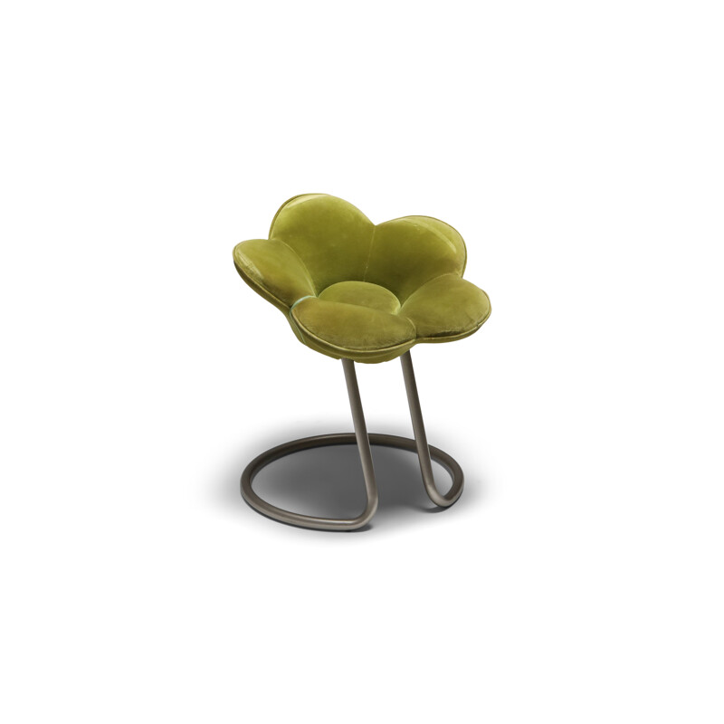 Vintage Low Stool in Green Velvet by Masanori Umeda for Edra Soshun 1990s