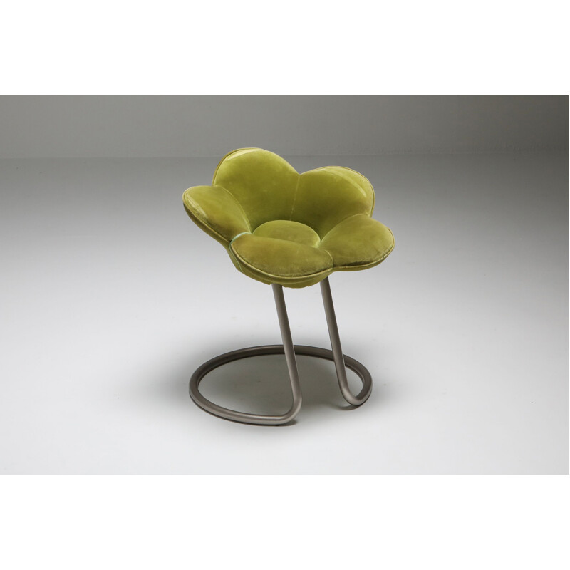 Vintage Low Stool in Green Velvet by Masanori Umeda for Edra Soshun 1990s